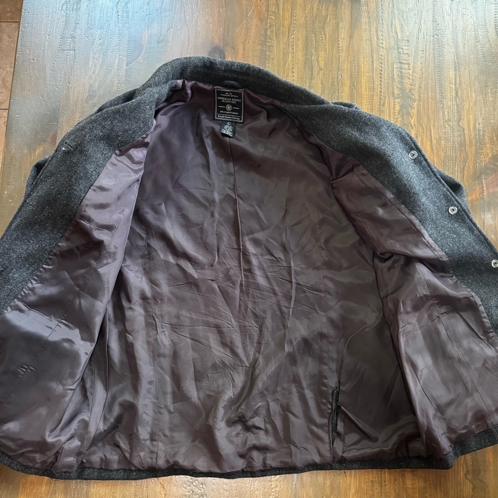 Gray Wool Blend AMERICAN EAGLE OUTFITTERS Button Jacket Multiple Pockets Large - Picture 5 of 14